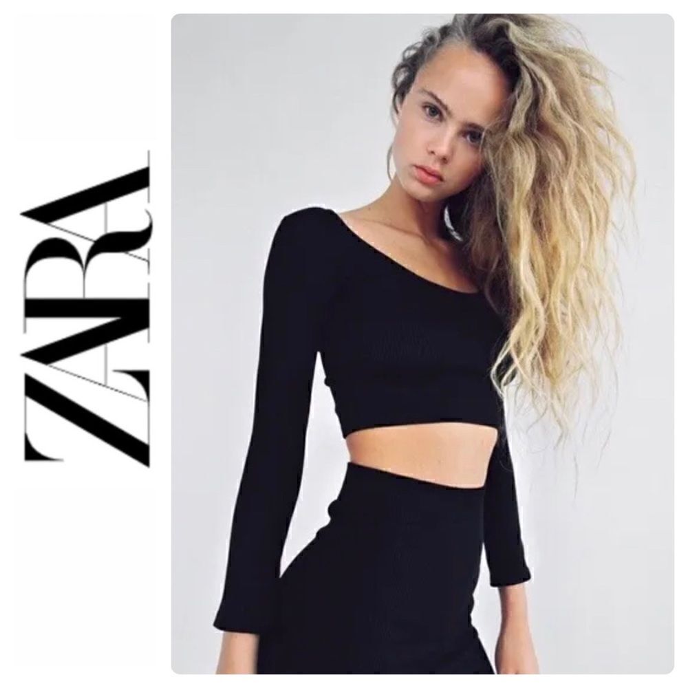 NWT Zara Limitless Contour Collection Long Sleeve Ribbed Crop Top, Size M-L